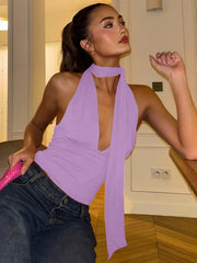 Lena Sunset Sleeveless Halter Scarf Top