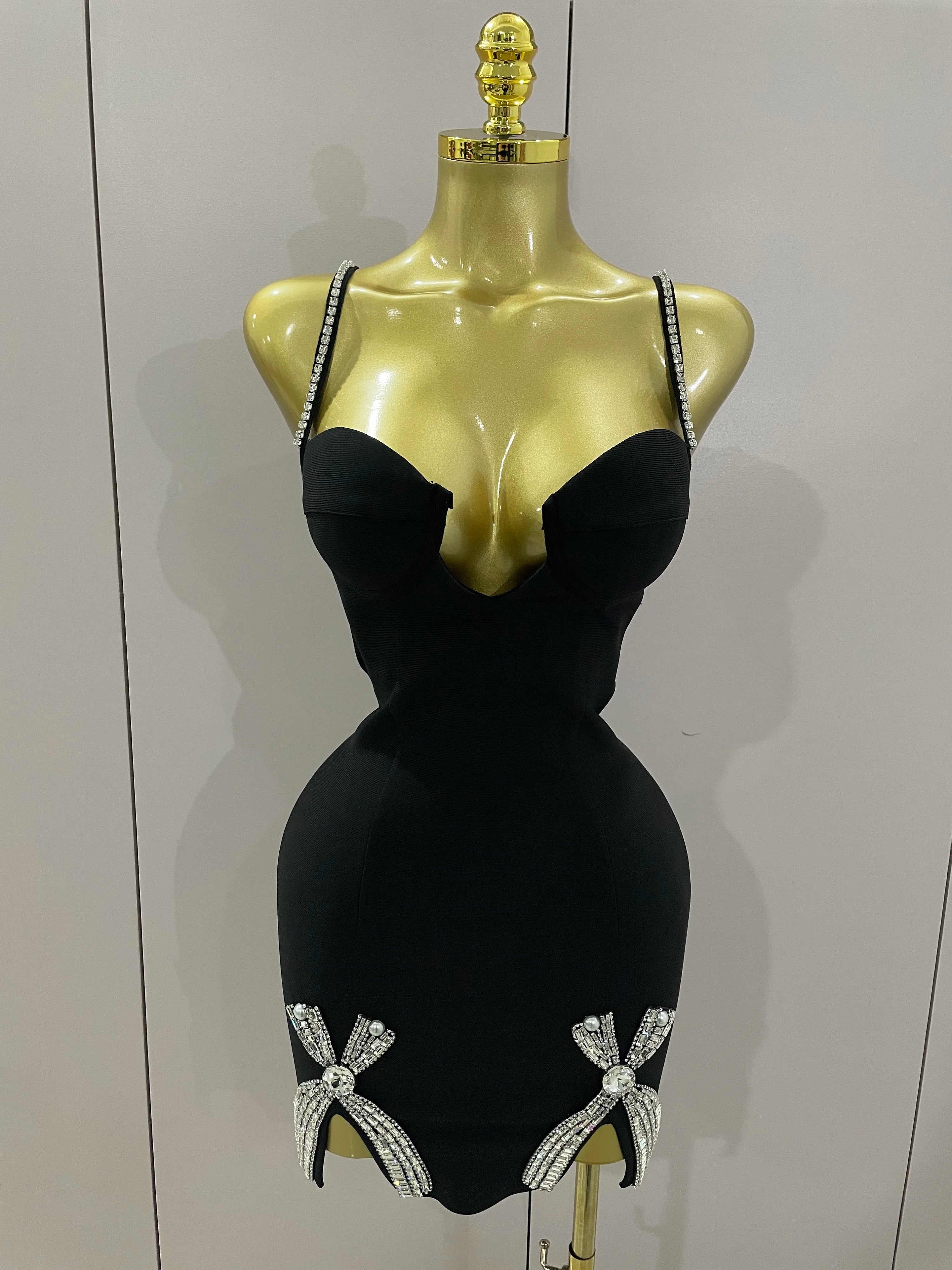Xanthe Beaded V-Neck Bandage Mini Dress Main image