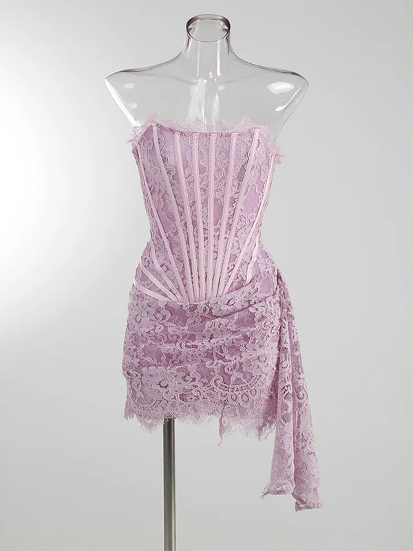 Camille Strapless Lace-Up Mini Dress
