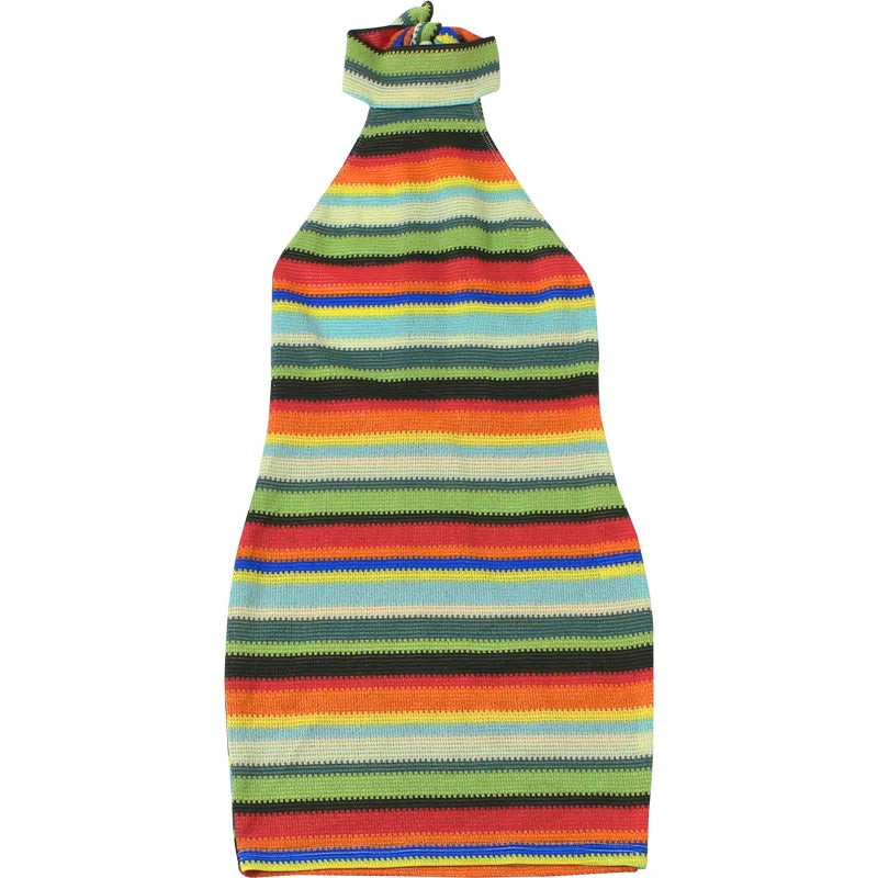 Solenne Striped Knit Halter Bodycon Mini Dress
