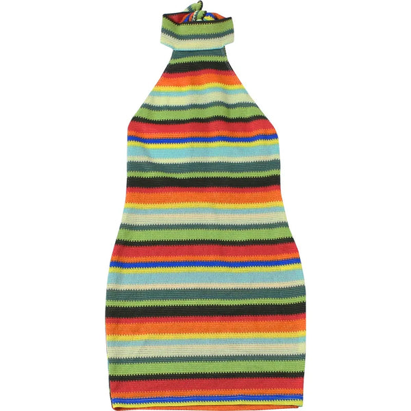 Solenne Striped Knit Halter Bodycon Mini Dress