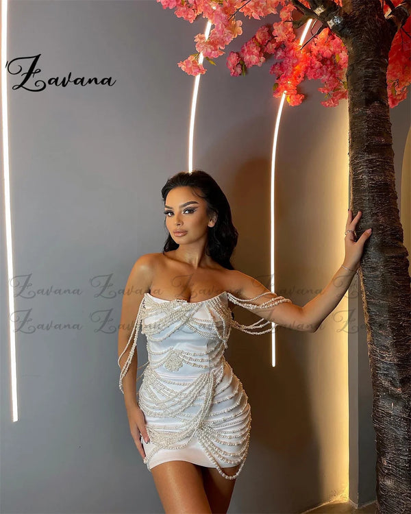 Odessa Beaded Scoop-Neck Homecoming Mini Dress