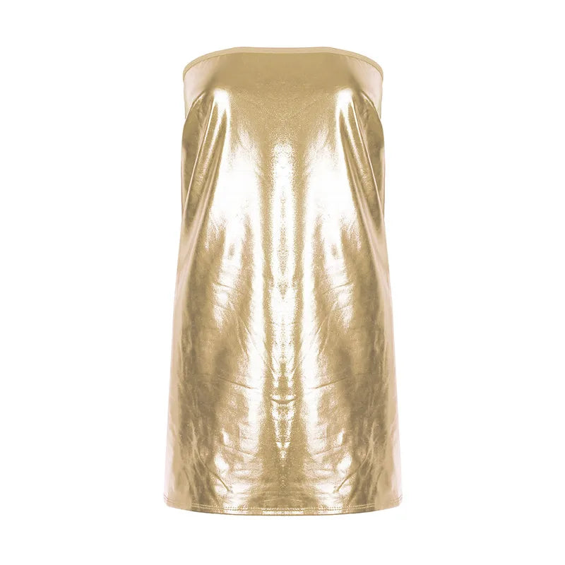 Nova Metallic PU Strapless Bodycon Mini Dress