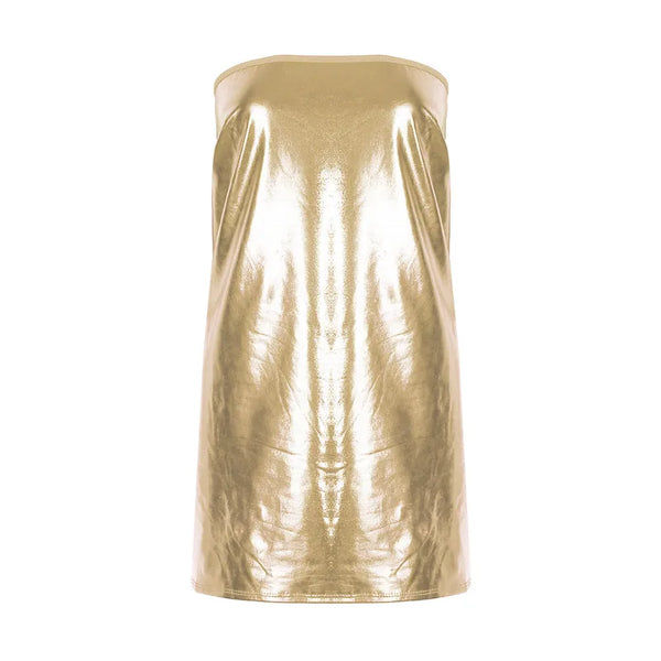Nova Metallic PU Strapless Bodycon Mini Dress