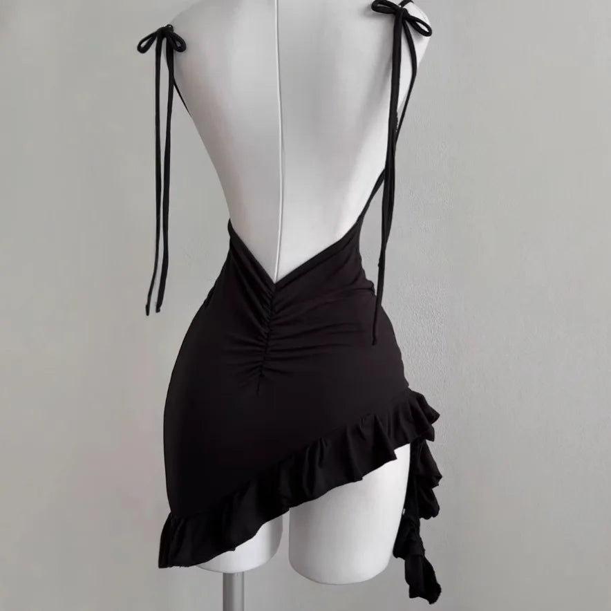 Noelle Lace-Up Backless Mini Dress