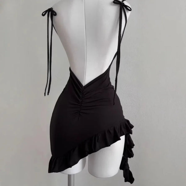 Noelle Lace-Up Backless Mini Dress