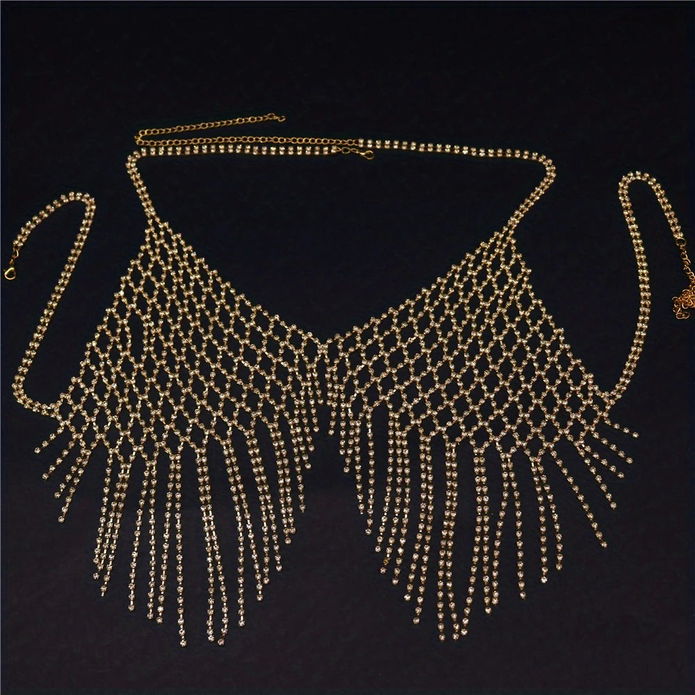 Sexy Shiny Mesh Crystal Bra Chain Jewelry Women's Luxury Shiny Nightclub Party Rhinestone Bra Chain Jewelry Accessories