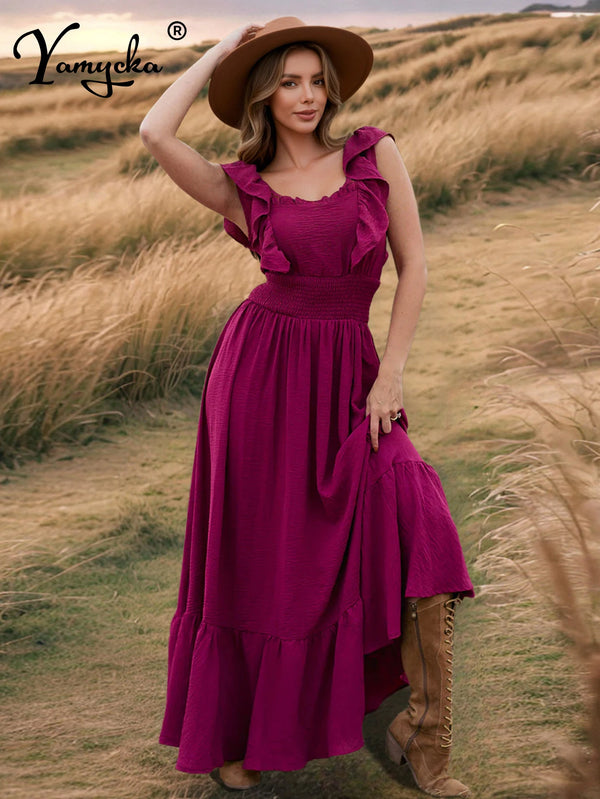 Calliope Ruffled Backless A-Line Maxi Dress