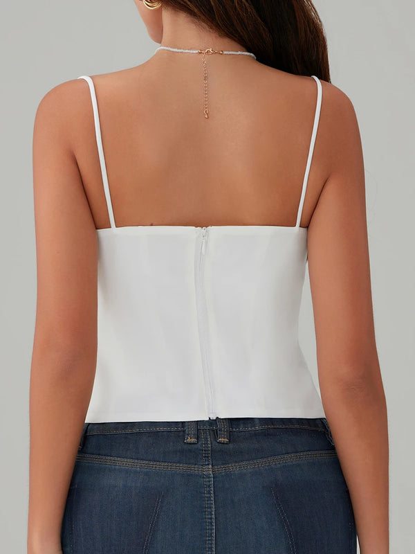 Zaruhi Square-Neck Corset Cami Crop Top One-piece
