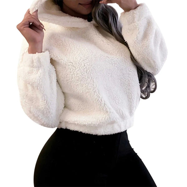 Bryony Fluffy Bear-Ears Cropped Hoodie One-piece