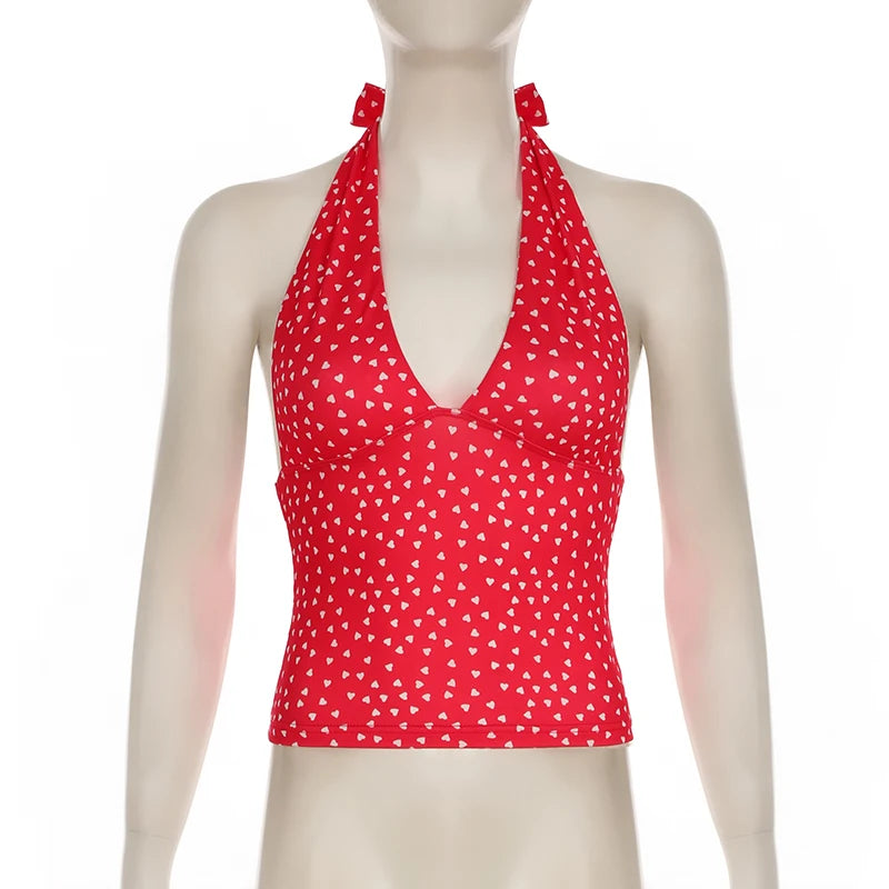 Dahlia Polka-Dot Halter Crop Top One-piece