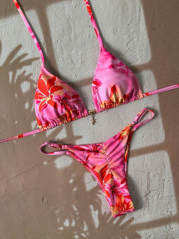 Bella Leopard Print Triangle Bikini Set