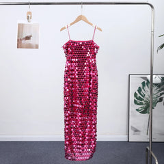 Sofia Sequin Spaghetti Strap Bodycon Maxi Dress