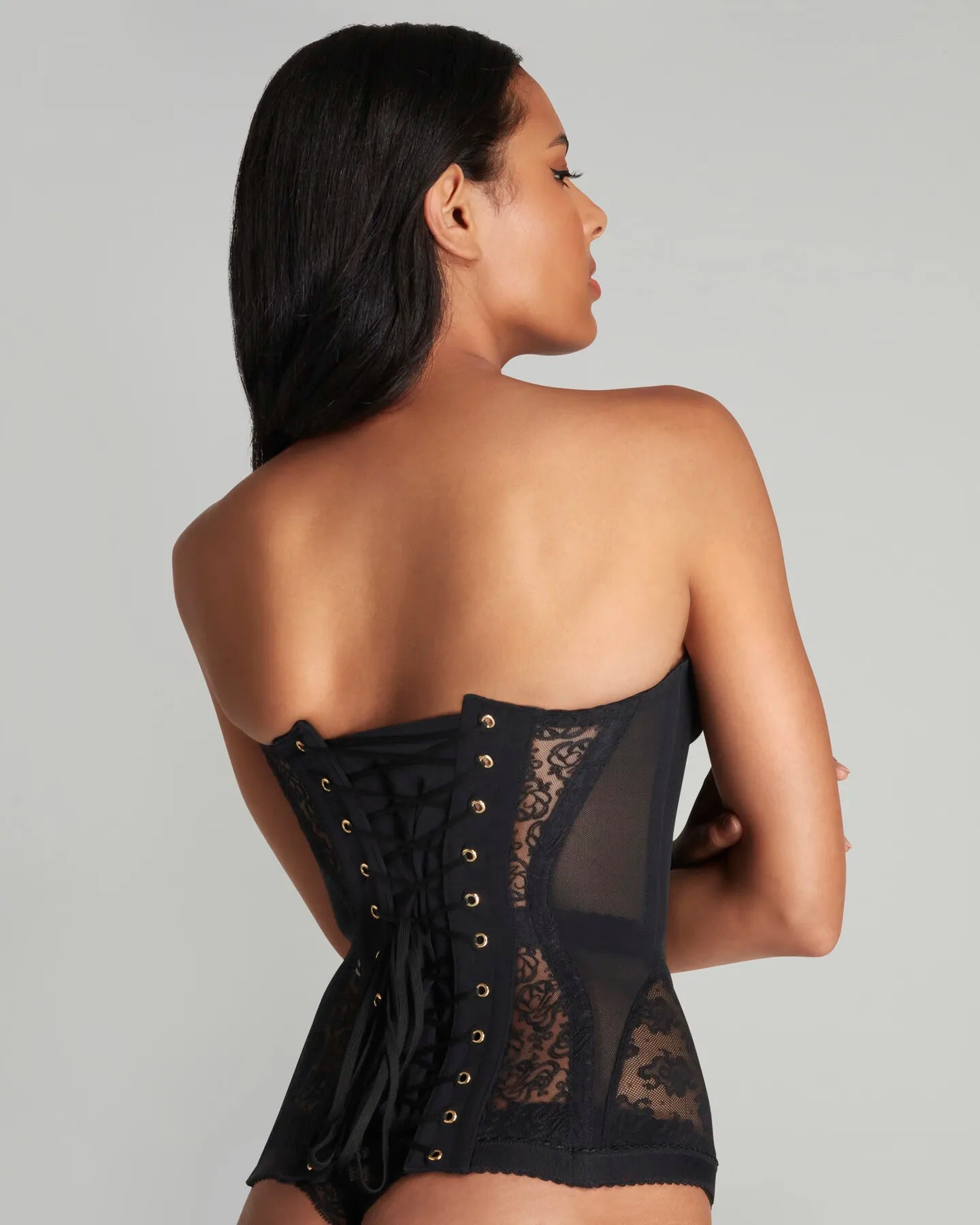 Valentina Noir Lace Corset Bustier Top one-piece