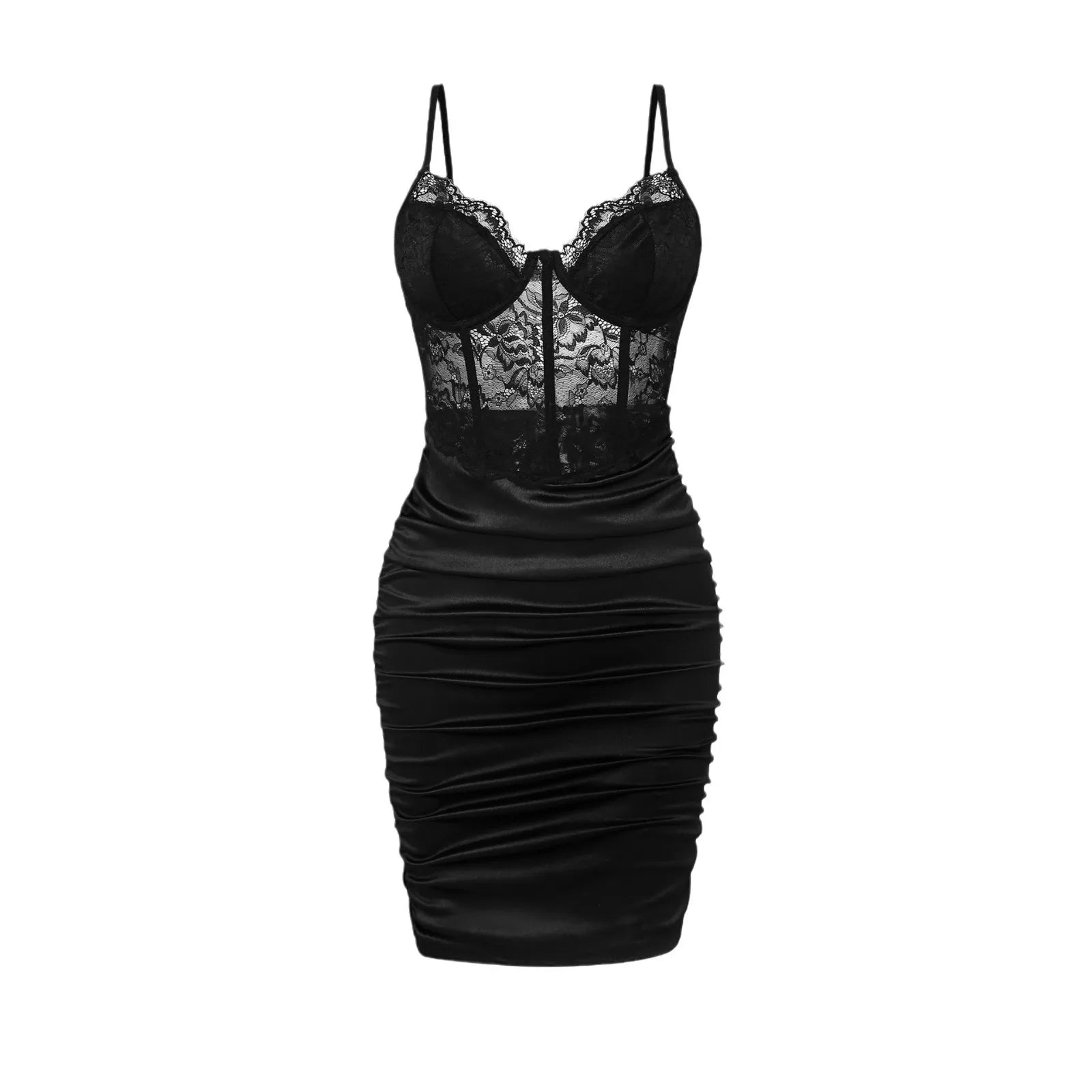 Mila Noir Lace Corset Bodycon Mini Dress