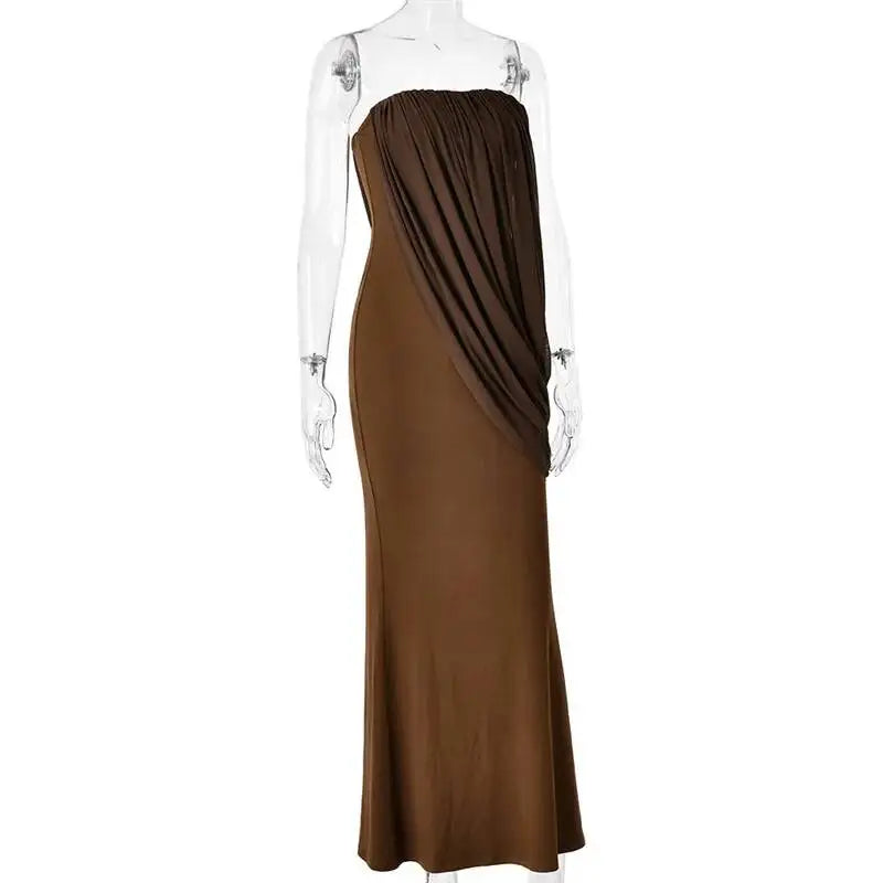 Valentina Draped Strapless Mermaid Maxi Dress