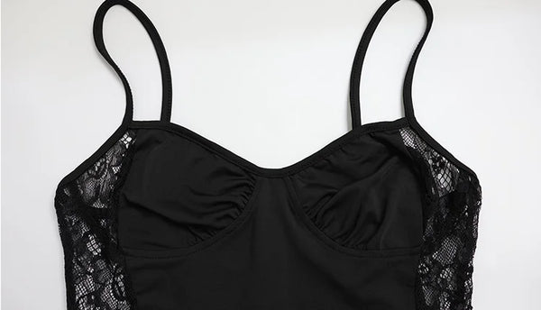 Lavinia Sheer Lace-Panel Corset Cami Maxi Dress