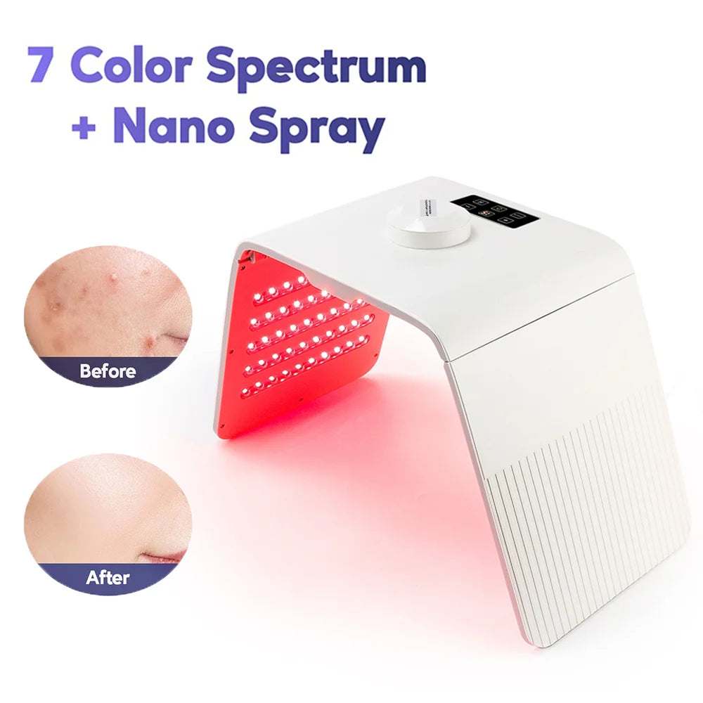 Foldable 7 Color LED Photon Facial Body Beauty Machine Skin Rejuvenation Light Nano Spray Equipment Home Skin Care SPA Instrument Main image