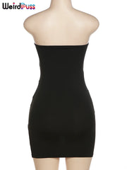 Aria Noir Strapless Sheer Mesh Bodycon Mini Dress