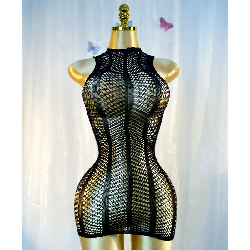 Paloma Black Fishnet Beach Cover-Up