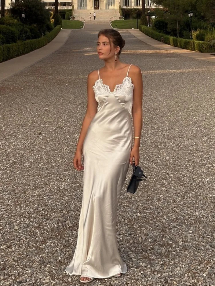 Thessaly Lace Halter Cutout Backless Mermaid Maxi Dress