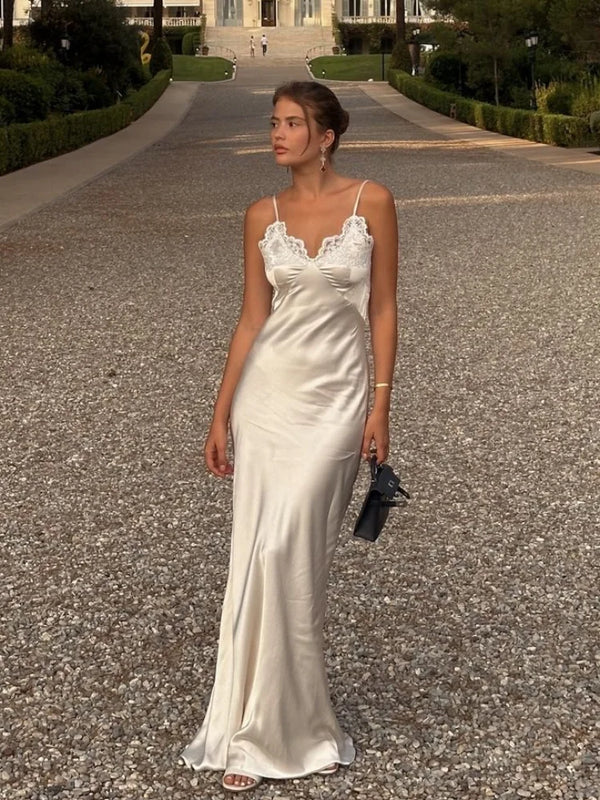 Thessaly Lace Halter Cutout Backless Mermaid Maxi Dress