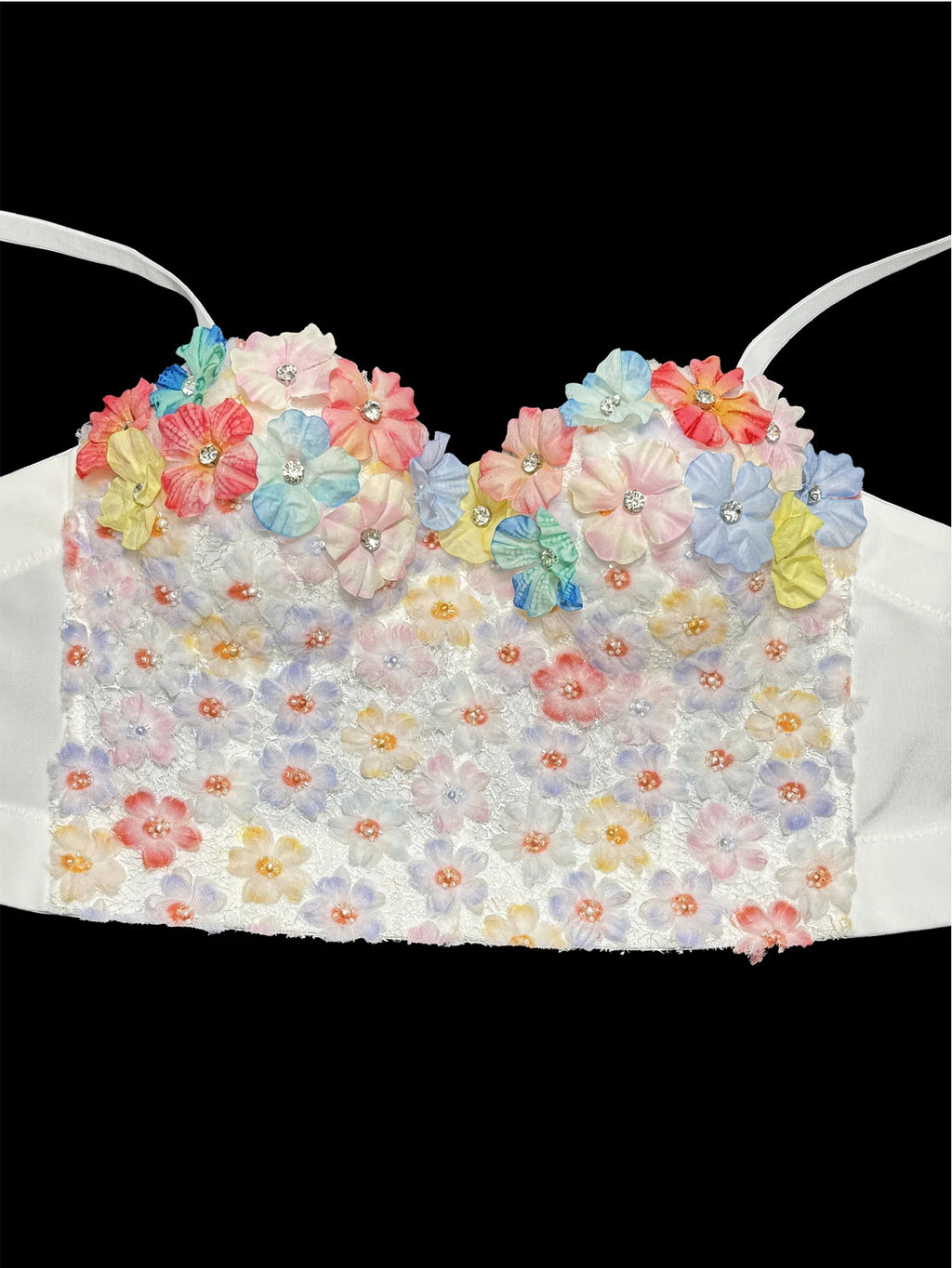 Sexy floral rhinestone corset tanks top women summer club party tops for woman clothing black halter crop top fashion streetwear