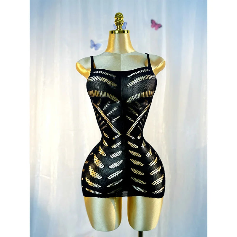 Onyx Fishnet Cover-Up Mini Dress Main image