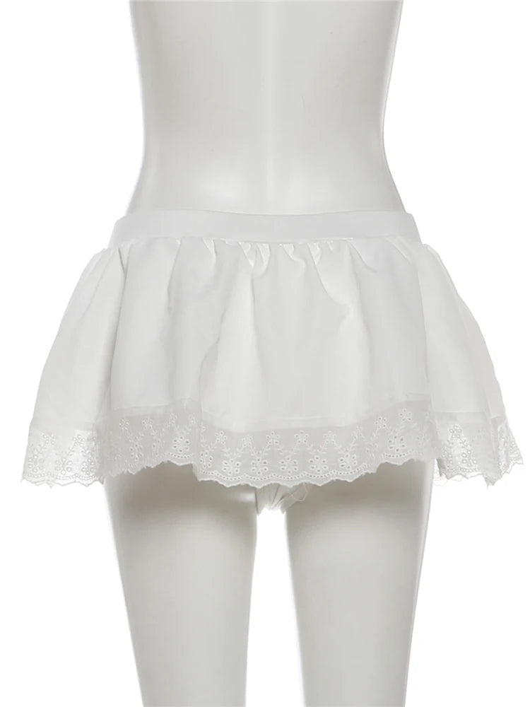 Marzena Eyelet Lace Ruffle Crop Top & Mini Skirt Two-piece