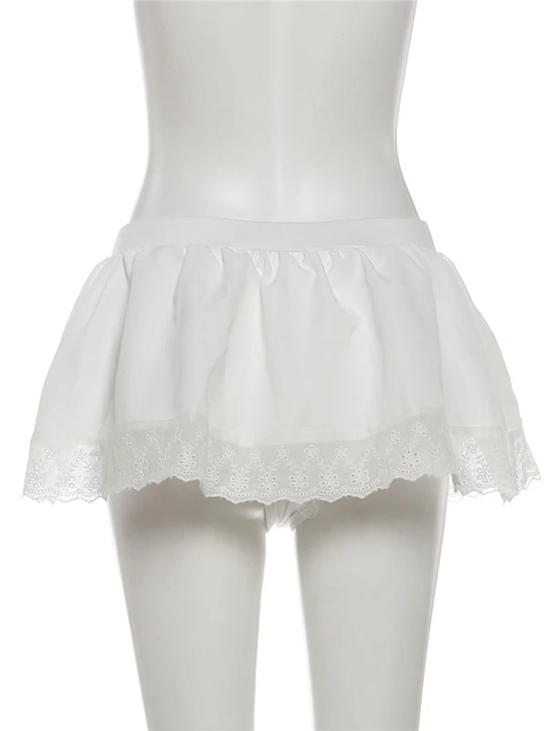 Marzena Eyelet Lace Ruffle Crop Top & Mini Skirt Two-piece