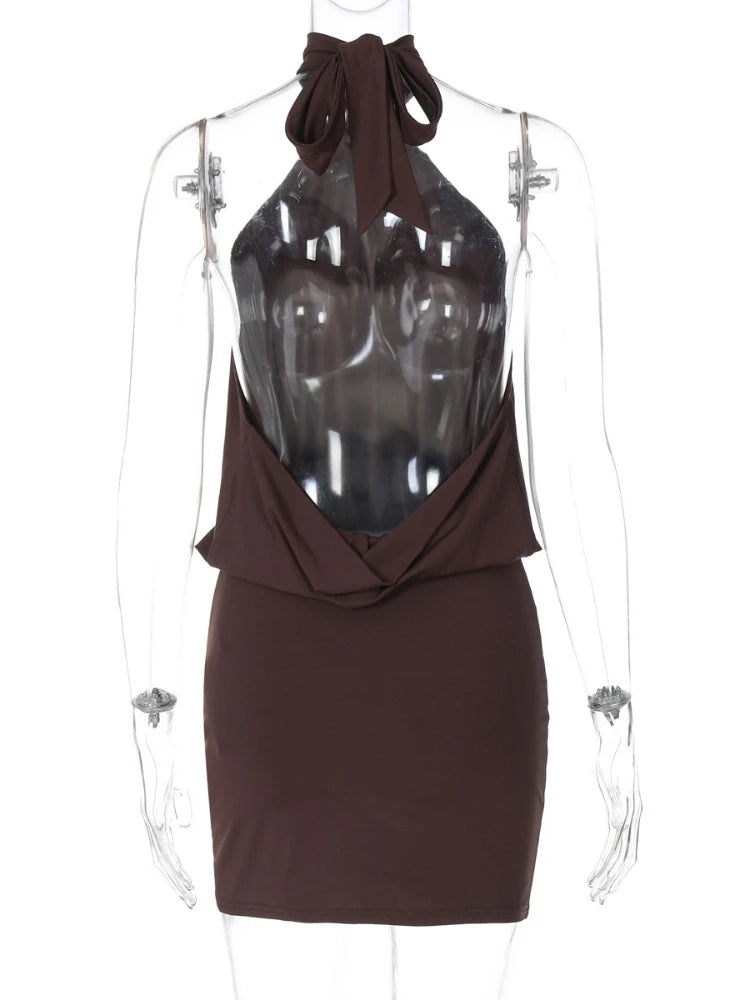 Marcella Off-Shoulder Halter Bodycon Mini Dress