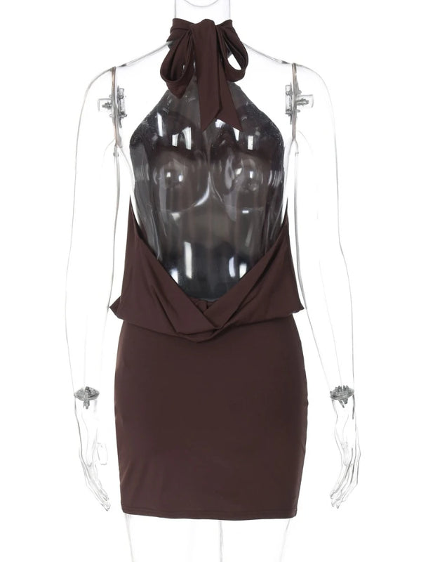 Marcella Off-Shoulder Halter Bodycon Mini Dress