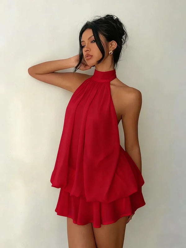 Elodie Sheer Chiffon Tie-Front Mini Dress