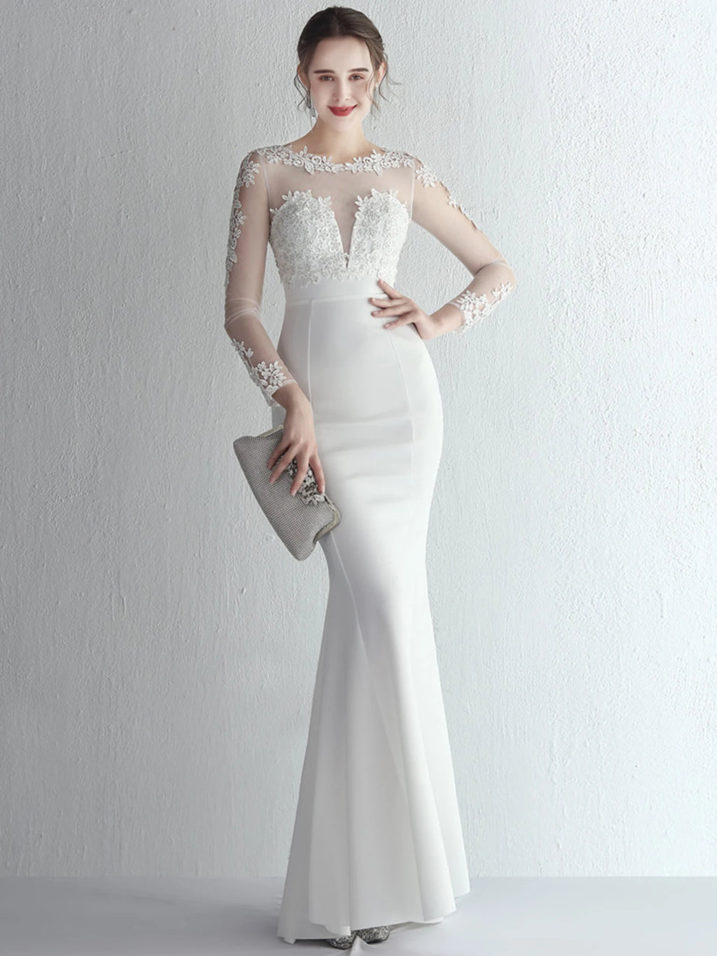 Valentina Rhinestone Sheer-Mesh Mermaid Maxi Dress