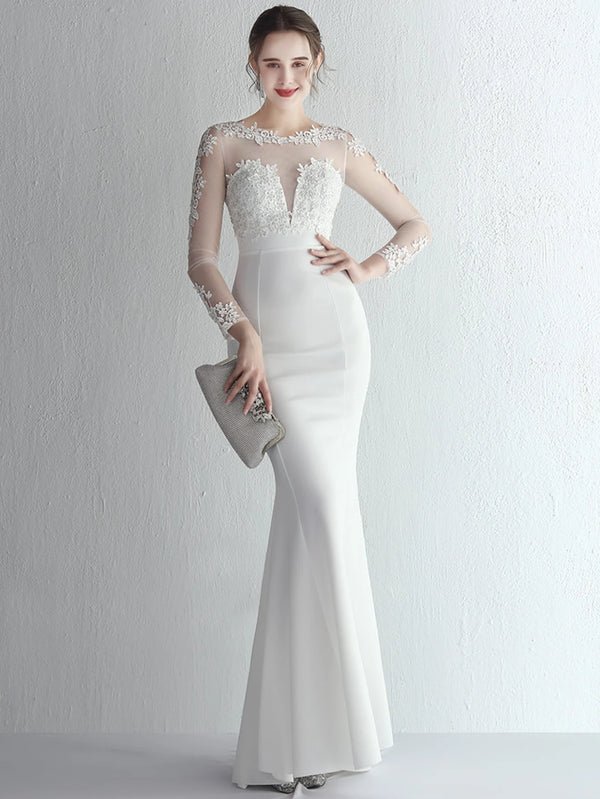 Valentina Rhinestone Sheer-Mesh Mermaid Maxi Dress