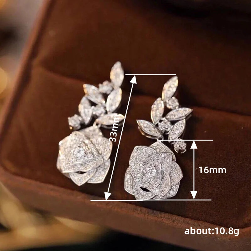 Rosette Crystal Floral Drop Earrings