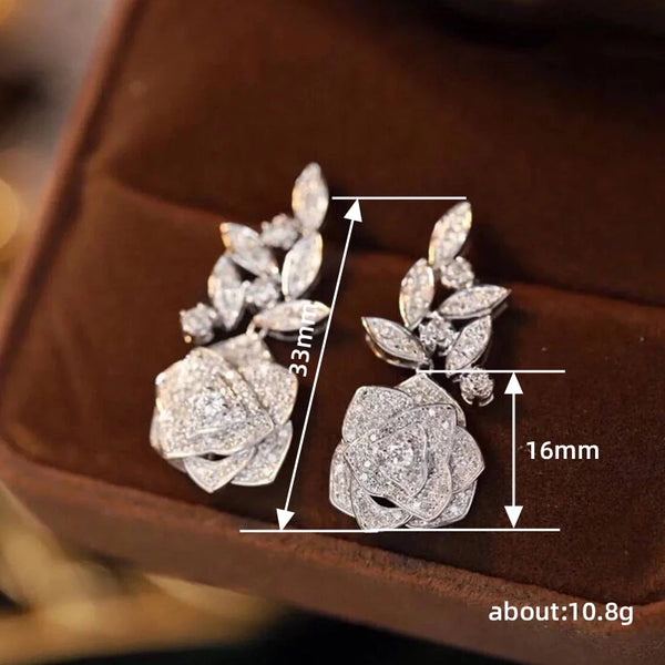 Rosette Crystal Floral Drop Earrings