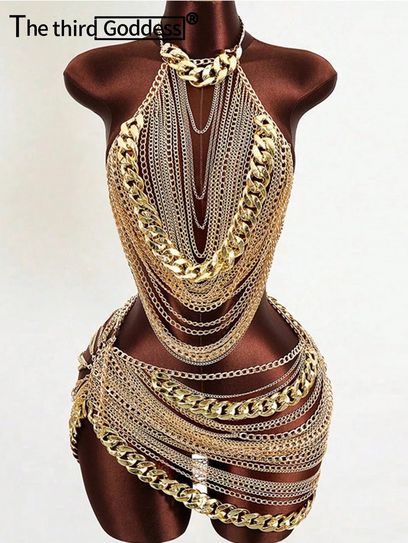Azalea Metal Chain Backless Mini Dress