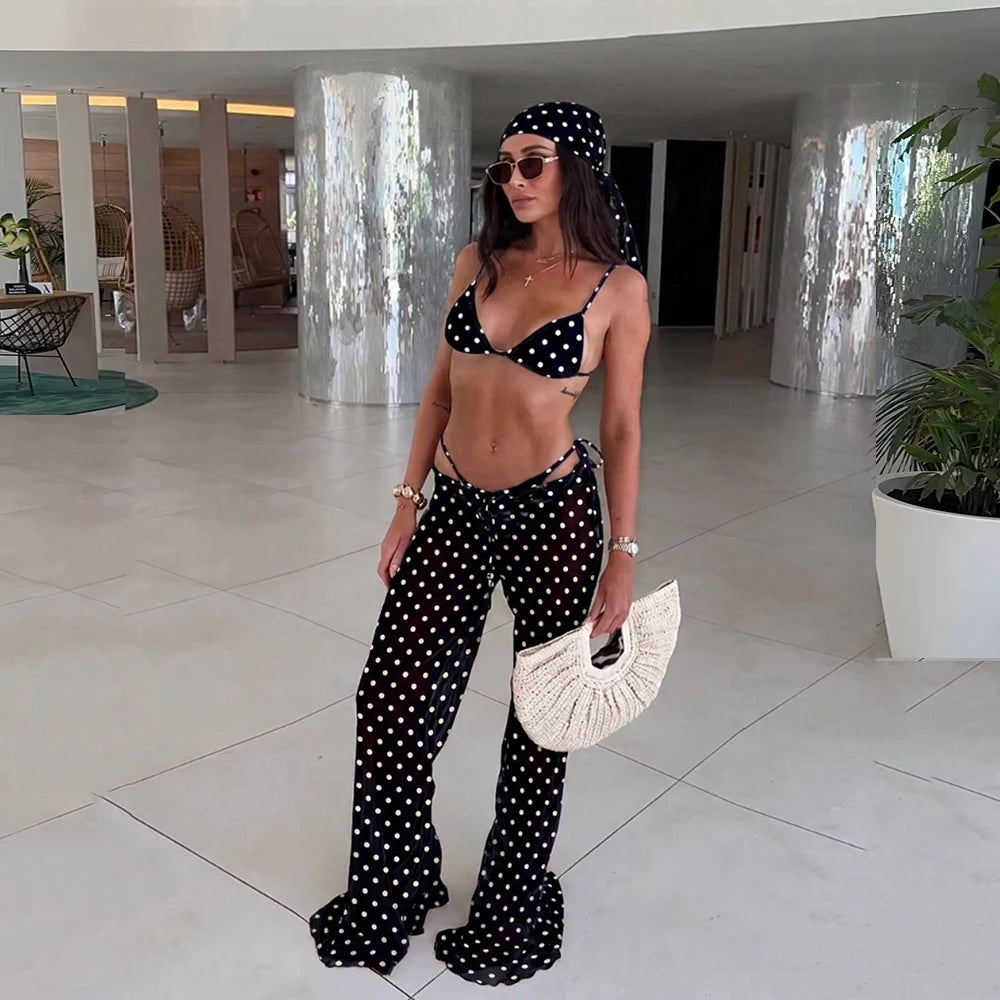 Zelena Printed Kimono Bikini Three-piece