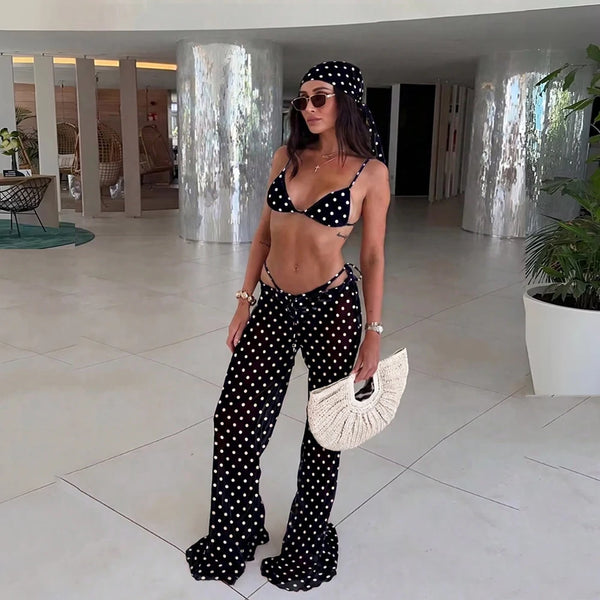 Zelena Printed Kimono Bikini Three-piece