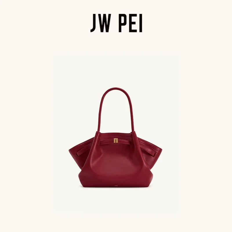 JW PEI Hana Canvas Stitching Tote Bag For Women Luxury Vegan Leather Shoulder Hangbag Summer Casual Slouchy Hobo Work Bag