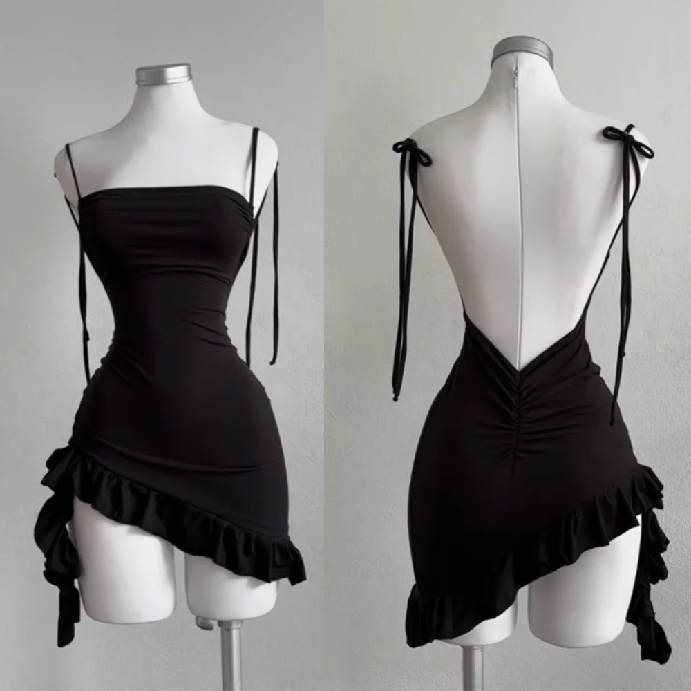 Noelle Lace-Up Backless Mini Dress