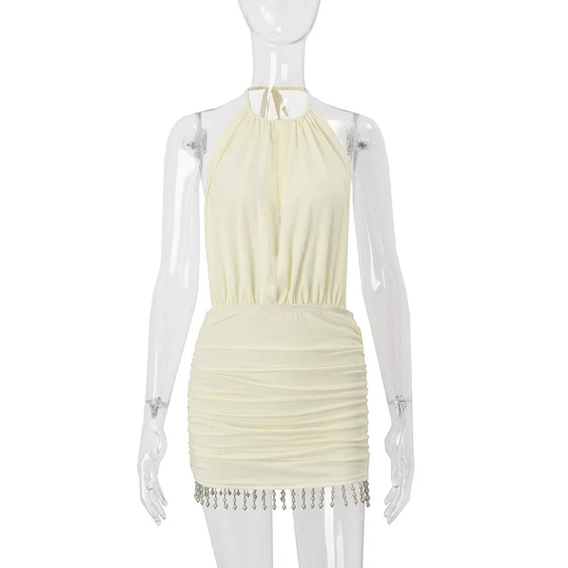 Aurelie Embellished Halter Cutout Mini Dress