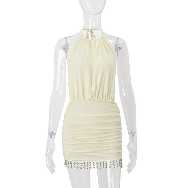 Aurelie Embellished Halter Cutout Mini Dress
