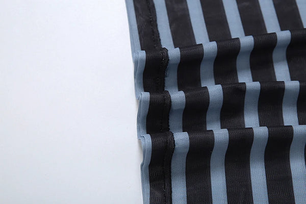 Kliou Stripe Patchwork Mini Dress Woman Sexy See Through Turtleneck Sleeveless Skinny Peach Hip Street Sexy Fashion Bodycon