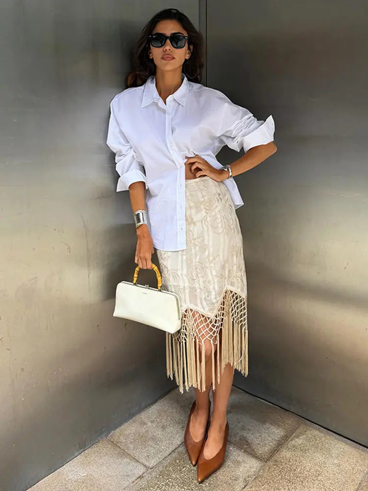 Hermione Floral Asymmetrical Fringe Midi Skirt One-piece