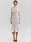 Bianca Lace High-Neck Long-Sleeve Midi Dress