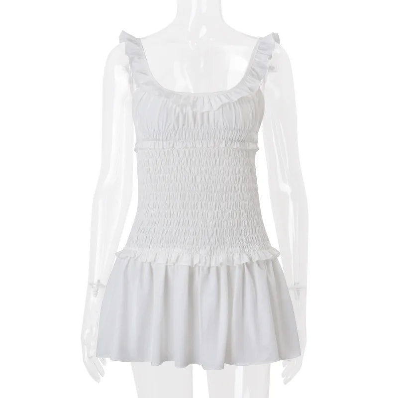 Elara Pleated U-Neck Bodycon Mini Dress