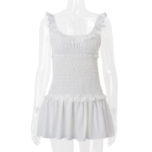 Elara Pleated U-Neck Bodycon Mini Dress