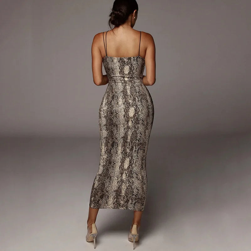 Dulzura Women Party Club Evening Streetwear Leopard Bodycon Midi Dress 2024 Summer Clothes Wholesale Items For Business
